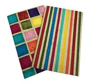 Colorful Abstract Rainbow Stripes & Squares Set of 2 Eco Friendly Sketch Journal Notebooks 8" x 5"