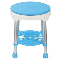 DWW Shower Chair Safety Bath Seat Rotatable Bathtub Stool Seat with Storage Shelf, Height Adjustable Medical Tool-Free Bench - Supports Up to 220 Lbs