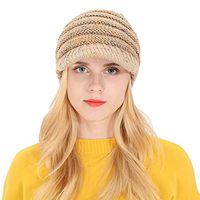 Theoylos Womens Cable Knit Hats Winter Warm Ponytail Beanie Hat Ladies Casual Warm Newsboy Cap Visor Ski Cap Khaki
