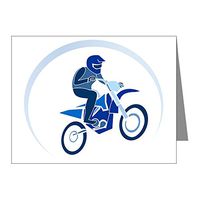 Note Cards (10 Pack) Motocross MX Flying Dirt Bike in Blue