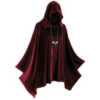 Midress Hollween Costume Cloak for Womens Solid Color Robe Vintage Hooded Cape Coat Cosplay Clothes