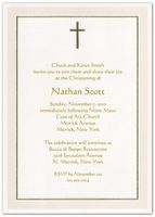Gold Foil Cross With Border Baptism Christening Invitations - Set of 20