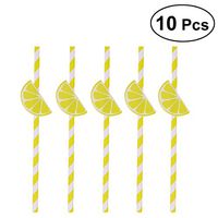 TINKSKY Hawaiian Party Paper Straws Decorative Drinking Straws Luau Party Table Decor BBQ Hawaiian Theme Decoration Lemon 10 Pcs (Yellow)