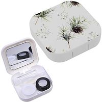 Portable Contact Lens Case Box Travel Kit Mirror + Bottle + Tweezers Container Holder [ Cones Floral Watercolor ]