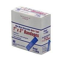 Medique Products 68078 Water Tight Bandage, Blue Metal Detectable, 1-Inch X 3-Inch, 40-Count
