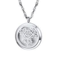 PROSTEEL Diffuser Aromatherapy Necklace Perfume Locket Pendant Charm Stainless Steel Delicate Rose Flower Women Jewelry Valentine