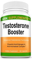 1 Pack Testosterone Booster Anti-Estrogen & Anti-Aromatase Complex Tribulus Terrestris Extract Chrysin Diindolylmethane DIM Eurycoma Longifolia Jack Gamma Oryzanol 90 Capsules KRK Supplements