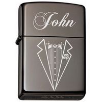 Groomsman, Best man Gift Personalized Tuxedo Zippo LIGHTER - Free Laser Engraving (Ice Black)