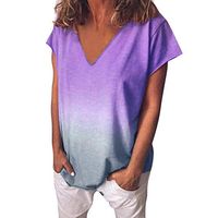 Womens Short Sleeve T Shirt V Neck Loose High Low Tee Shirts LONGDAY Tie Dye V Neck Summer Casual Tunic Tops Comfy Purple