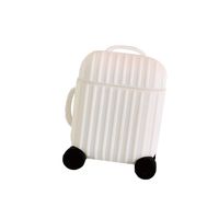 BONTOUJOUR AirPods Case, Creative Suitcase Shape Stripe Surface Silicone Case Cover Protective Skin for Apple AirPods-White
