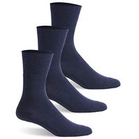 Facool Men's Women's Non-Binding Socks, Cotton Diabetic Quarter Diabete Socks with Cushion Sole,Seamless Toe 3 Pairs Navy Blue XL