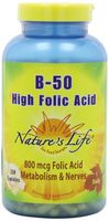 Natures Life B-Complex Capsules, High Folic Acid, 800mcg 250 count