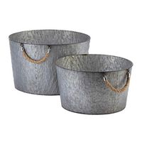 Summerfield Terrace 10018861 Galvanized Textured Buckets Set, White