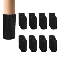 32 PCs Black Furniture Leg Socks - Knitted Chair Leg Floor Protectors for Moving Easily and Reduce Noise, Double Thickness High Elastic Furniture Booties Covers Furniture Caps Set