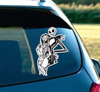 LA DECAL Jack and Sally Nightmare Before Christmas Jack Skellington in Love Vinyl Decal Sticker for MacBook Laptop CAR 6" (White, 6")