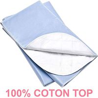 2 Pack - 100% Cotton Top 36x36 Wateproof Reusable Incontinence Underpads/Washable Incontinence Bed Pads - Green, Tan, Pink and Blue - Great for Adults, Kids and Pets (Blue)