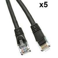 BattleBorn 5 Pack Lot - 14ft Cat5e Cat5 Ethernet Network LAN Patch Cable Cord RJ45 - Black