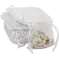 TheDisplayGuys 100-Pack 4x6 White Sheer Organza Gift Bags with Drawstring, Jewelry Candy Treat Wedding Party Favors Mesh Pouch