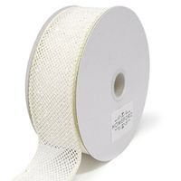 Homeford Frosted Net Wired Ribbon, 10 Yards (Ivory, 1-1/2-Inch)