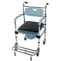 SHUTAO 4 in 1 Multifunctional Aluminum Elder People Disabled People Pregnant Women Commode Chair Bath Chair Light Blue