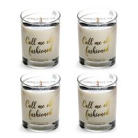 LUNA CANDLE CO. Fine Bourbon Soy Jar Candle, 11oz. Clear Glass, Up to 110 Hours of Burn Time, Single Wick, Aromatic Sandalwood Scent, Crafted in The USA- Call Me Old Fashioned, (4 Pack)