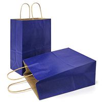 AZOWA Gift Bags Navy Blue Kraft Paper Bags with Handles (8.2 x 4.3 x 10.6 in, 25 CT)