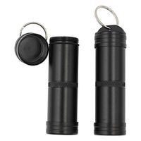 REAL SIC 3-Inch Keychain Pill Holder, Discreet Waterproof Medicine Container Key Ring - Premium Aluminum Case with Convenient Design for Camping, Festivals, Hiking & Outdoors (Black)