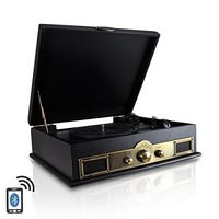 Bluetooth Compatible Classic Vintage Turntable - Retro Briefcase Style Record Player Speaker System w/ 3-Speed, USB to PC, Vinyl to Digital MP3 Converter, AUX, RCA, AM FM Radio - Pyle PTT30BK (Black)