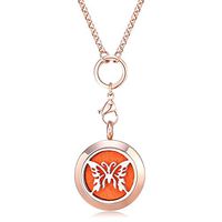 Mesinya Rose Gold Color 316L S.Steel Essential Oils Aromatherapy Diffuser Locket Necklace (Butterfly)