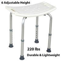 Durable Adjustable 6 Height Medical Shower Chair Bath Tub Seat Bench Stool White