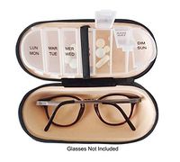 Travel Pill Organizer & Pill Case/Pill Box in Black Glasses Case - Weekly Pill Case with Removable Days - Travel Accessory - Vitamin Container - 7 Day Pill Case for Purse