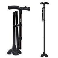 Vbestlife Self Standing Folding Walking Cane Lightweight Walking Stick with LED Light and Cushion Handle Adjustable Folding Cane for Men Women