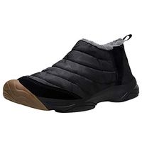 Goldweather Women's Warm Snow Boots Winter Outdoor Waterproof Thick Fur Lining Slip On Ankle Booties (Black,9.5-10)