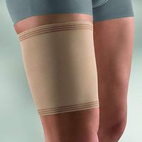 Bort ActiveColor Thigh Support Brace, Thigh Brace 1430 with Zippered Storage Pouch- Pulled Hamstring, Runner Sleeve, Undersleeve, Medium, Beige. Made in Germany