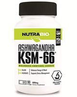 NutraBio Ashwagandha KSM-66 Herbal Supplement (90 Vegetable Capsules, 600mg Each)