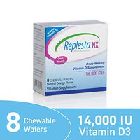Replesta NX 14,000 IU Vitamin D3 Cholecalciferol Vitamin D Deficiency Once-Weekly Chewable Wafer, Non-GMO, Natural Orange Flavor, 8 Tablets