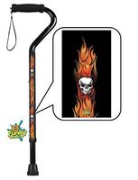 Adjustable Walking Cane Flames with Skulls