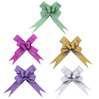 YeahiBaby 100PCS Glitter Butterfly Pull Bows Glitter Ribbons String Bows for Gift Wrapping Flower Basket Wedding Car Decoration