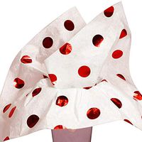 5ct Metallic Red Polka DOTS on White Tissue Paper for Gift Wrapping 20"x30" Sheets nfLG -1335