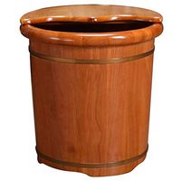 NACHEN Wooden Footbath with Lid Massage Foot Tub and Universal Wheel,Brown,36X40cm