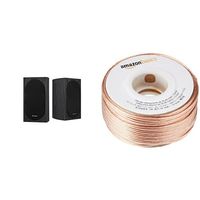Pioneer SP-BS22-LR Andrew Jones Designed Bookshelf Loudspeakers and AmazonBasics 16-Gauge Speaker Wire - 100 Feet Bundle