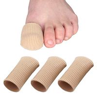 Skyfoot’s Toe Caps Fabric Lined with Silicone Gel Sleeves Protectors - 3 Pack Cuttable Gel Toe Covers For Bunion, Hammer Toe, Blister, Corn (Large 1" Diameter)