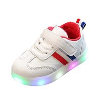 Fineday Little Kids/Big Kids Flat Shoes for Size 2.5-3Years Children Striped Shoes LED Light Up Luminous Toddler Baby Casual School Sneaker