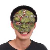 Fun Scary Horrible Mask Party Halloween Monster Mask Half Face Masks Woman Man Children Crazy Creepy Mask (Green)