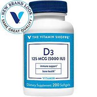 Vitamin D3 5000IU Softgel, Supports Bone Immune Health, Aids in Cellular Growth Calcium Absorption, Gluten Free Once Daily Formula (200 Softgels) by The Vitamin Shoppe