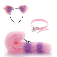 3PCS Fox Tail and Lovely Ears Handheld Massager Christmas Cosplay Party Costume Gift for sweetbaby Unlock The Lock of Passion （Pink and Purple）-S