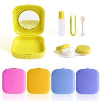 RMISODO 5 Pieces Colorful Contact Lens Case Kit Mini Portable Contact Lens Holder Container with Mirror Tweezer Applicator Bottle