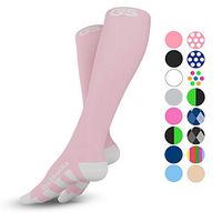 Go2Socks Compression Socks for Men Women Nurses Runners 20-30 mmHg Medical Stocking Athletic (LightPink, M)