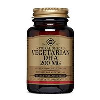 Solgar Omega-3 Vegetarian DHA 200 mg Vegetarian, 50 Softgels - Support for Cardiovascular, Joint & Skin Health - Contains DHA-Rich Algal Oil - Vegan, Gluten Free, Dairy Free - 50 Servings