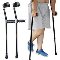 XIAOXIAO Adjustable Walking Crutch, Double Crutch Lightweight Aluminum Alloy Adjustable Height Crutch, Suitable for Middle-Aged and Elderly People Who Have Difficulty Walking